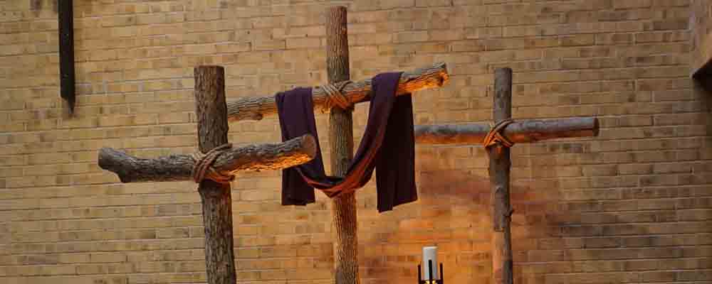 Crosses in church during Lent